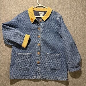 Haiks Vtg Denim Quilted Jacket Womens L blue corduroy collar grandma teacher